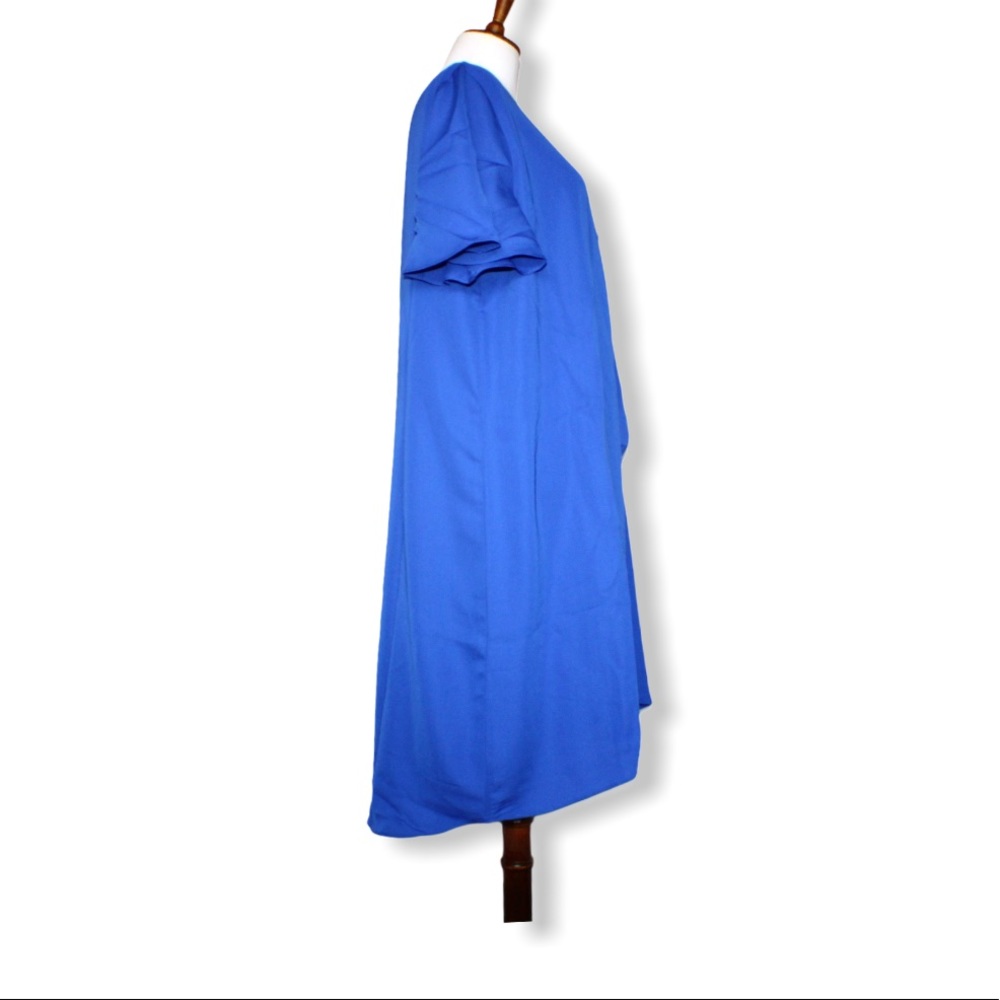 BCBGMaxAzria Blue Ruffle Mini Shift Dress Size Large - Picture 6 of 14
